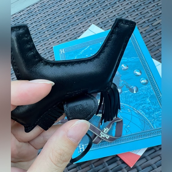 Hermes Milo Lambskin Lizard Touch Grigri Rodeo Horse Bag Charm PM So Black - Picture 4 of 6